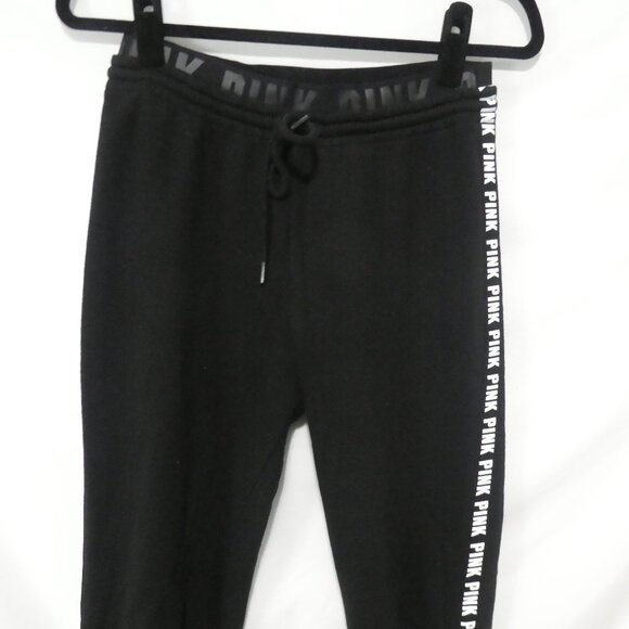 PINK - Victoria's Secret | small | Black Trackpants | White "PINK" Print Sides - Picture 6 of 16